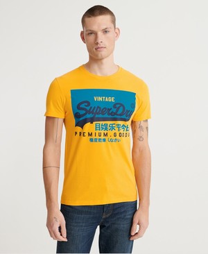 Superdry Organic Cotton Vintage Logo Férfi Pólók Arany | DGBKN9502